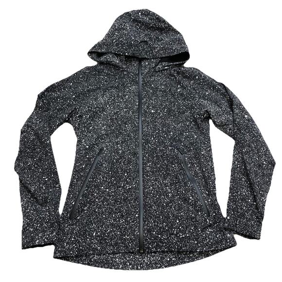 lululemon athletica Jackets & Blazers - Lululemon Here To Move Jacket Sz 4 Luminesce Splatter White Black Hoodie LW4AMYS